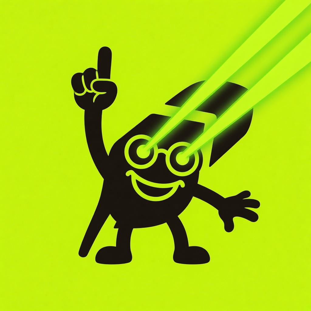 Leaf shooting lasers from his glasses